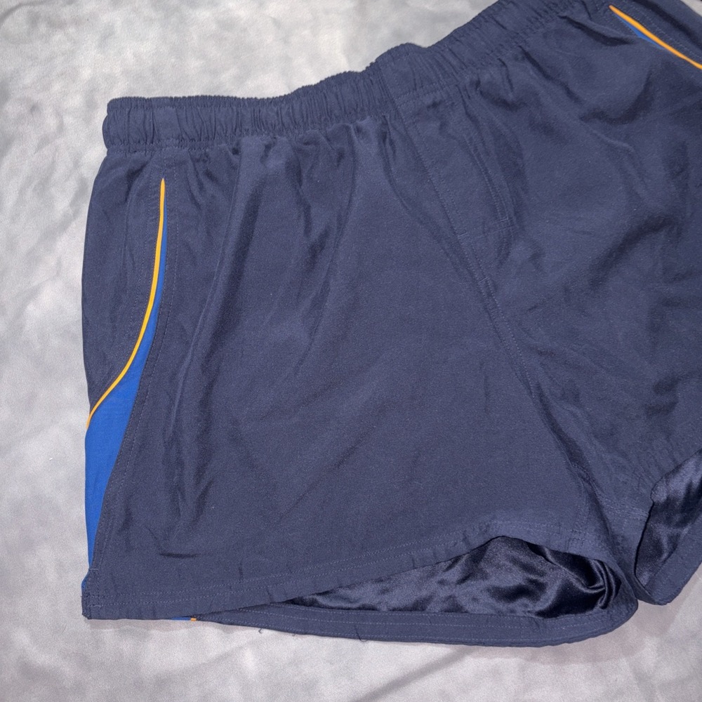 NWT VTG Nike Swim Trunks Shorts Mens XXL Navy Blue Y2K Lined 4" - Picture 3 of 11
